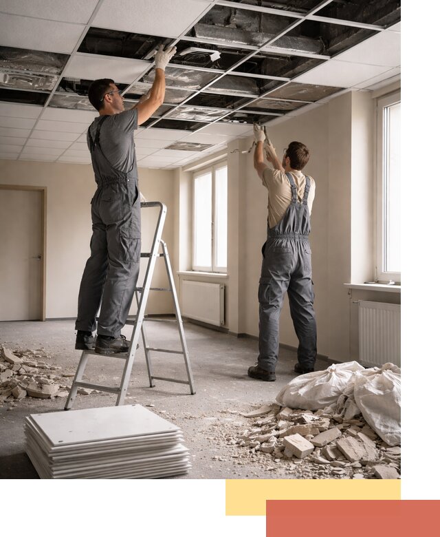 Демонтаж потолков Армстронг профессионально в лесном