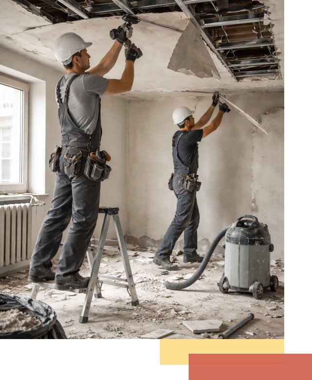 Демонтаж гипсокартонного потолка в лесном быстро и аккуратно