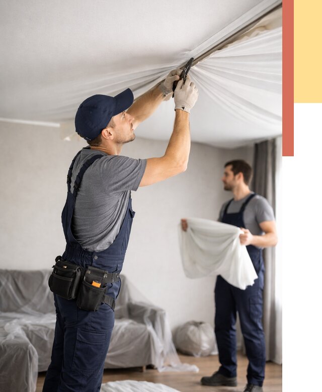 Демонтаж натяжного потолка в лесном от 4678 руб. — снятие и разбор под ключ | ОТДЕЛОЧНИК-Лсн