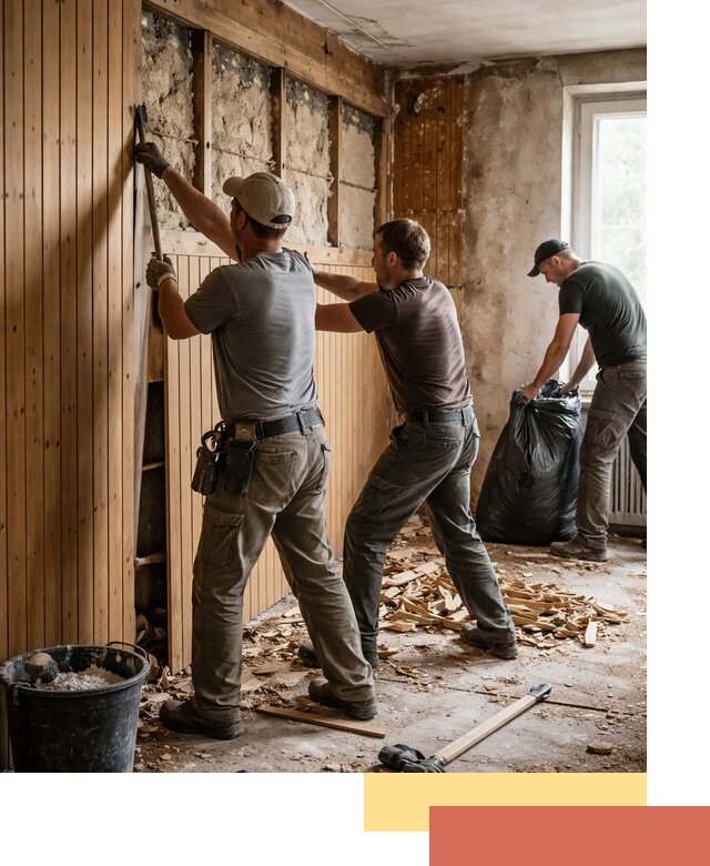 Демонтаж вагонки и вывоз материалов в лесном