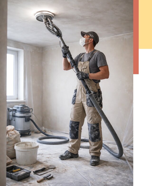 Шлифовка потолка в лесном от 3638 руб. — услуги шлифования потолка | ОТДЕЛОЧНИК-Лсн