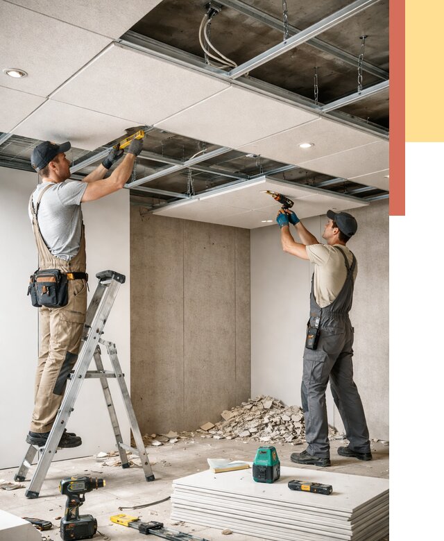 Монтаж акустического потолка в лесном от 6757 руб/м2 — быстро и недорого | ОТДЕЛОЧНИК-Лсн