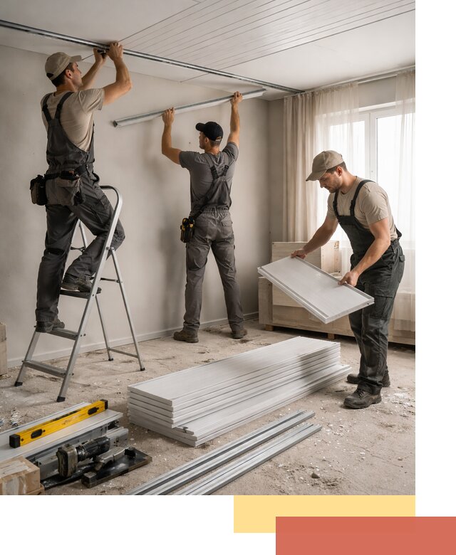 Монтаж потолка из ПВХ панелей в лесном оперативно и качественно