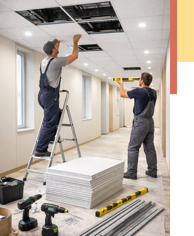 Ремонт потолка Армстронг в лесном от 4678 руб. — быстро и недорого | ОТДЕЛОЧНИК-Лсн