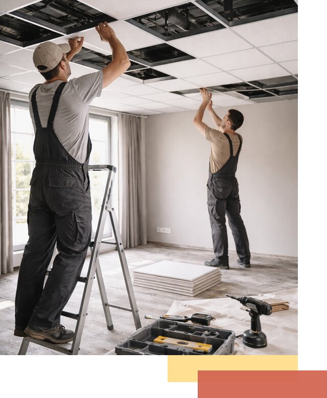 Замена плит подвесного потолка в лесном быстро и качественно