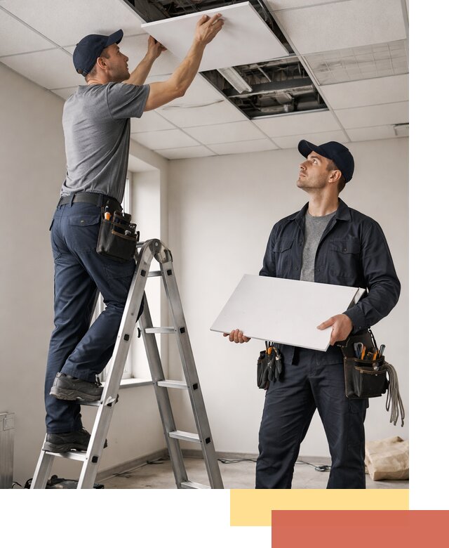 Обслуживание подвесного потолка в лесном — ремонт и чистка