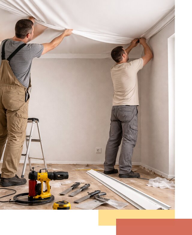 Монтаж ПВХ натяжного потолка в лесном качественно и быстро