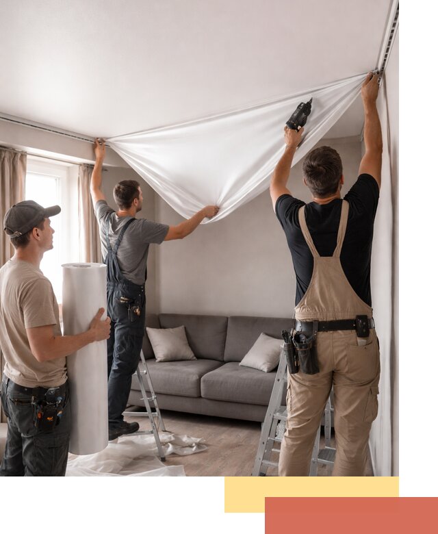 Монтаж сатинового натяжного потолка в лесном качественно и быстро