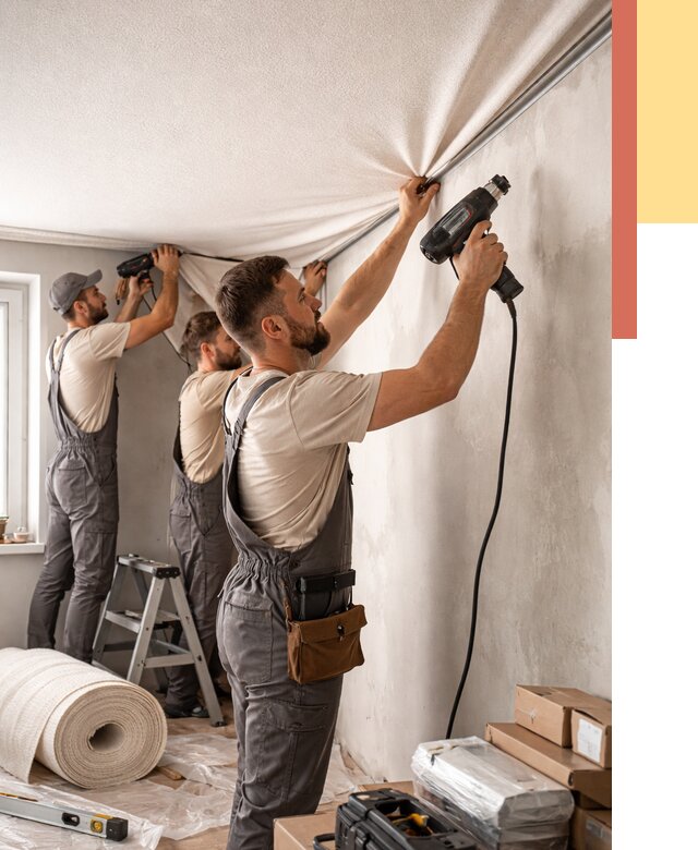 Монтаж фактурного натяжного потолка в лесном от 780 руб. — ОТДЕЛОЧНИК-Лсн