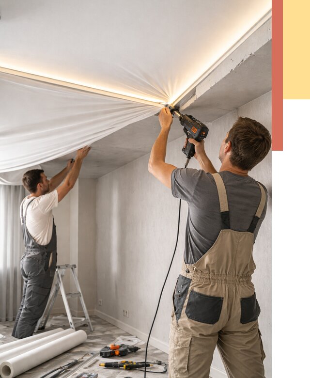 Монтаж натяжного потолка с подсветкой в лесном от 988 руб. | ОТДЕЛОЧНИК-Лсн