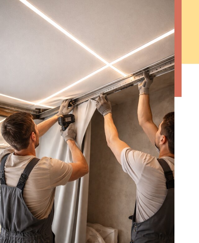 Монтаж натяжного потолка со световыми линиями в лесном от 1247 руб. | ОТДЕЛОЧНИК-Лсн