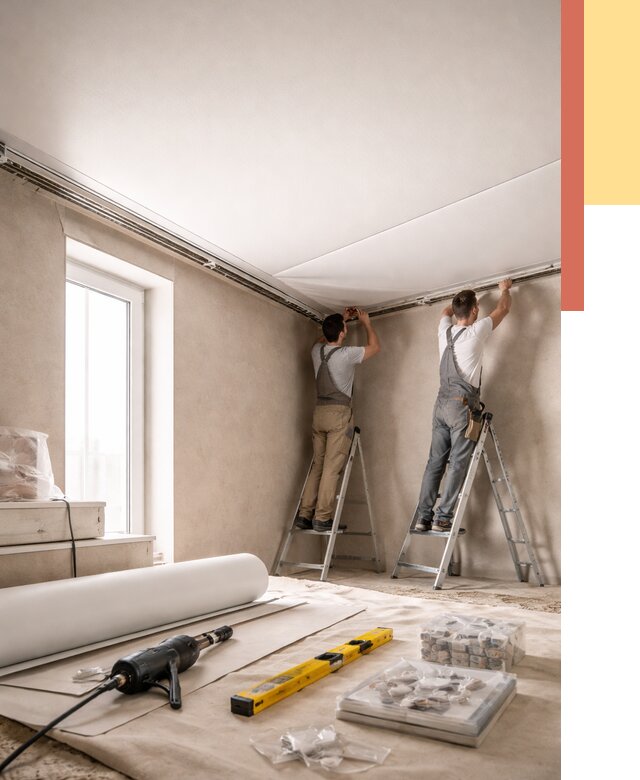 Монтаж натяжного потолка в спальне в лесном от 3950 руб. под ключ | ОТДЕЛОЧНИК-Лсн