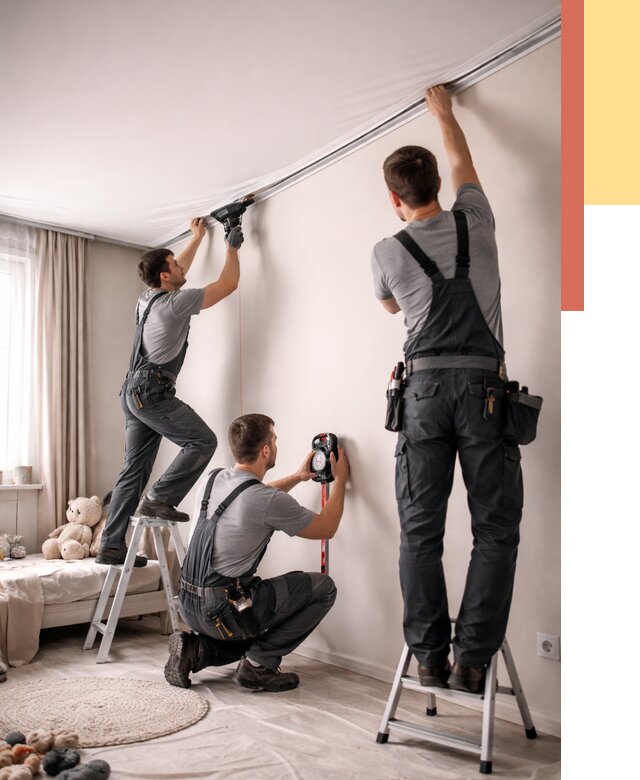 Монтаж натяжного потолка в детской в лесном от 3638 руб. — быстро и недорого | ОТДЕЛОЧНИК-Лсн