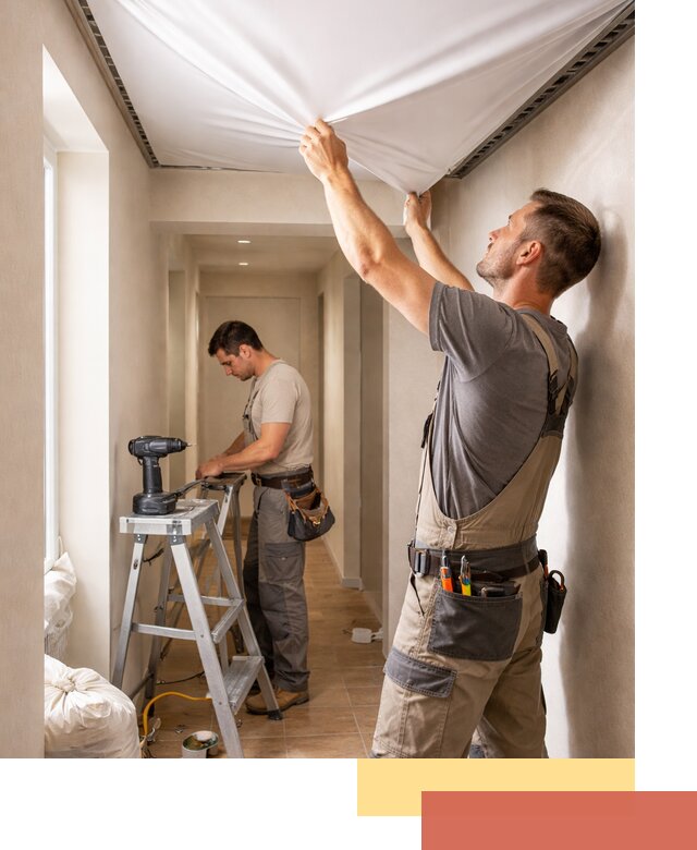 Монтаж натяжного потолка в прихожей в лесном