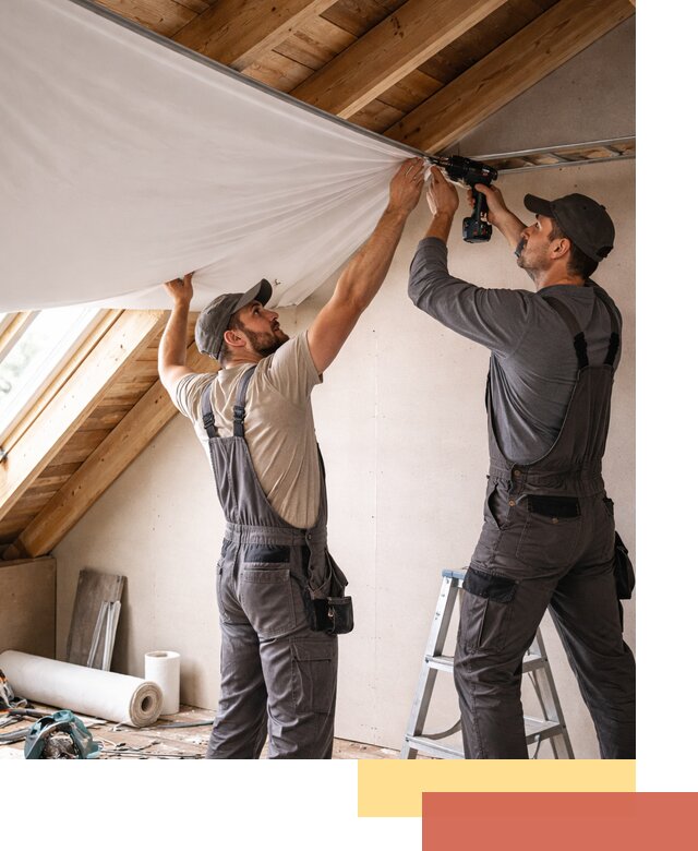 Монтаж натяжного потолка в мансарде в лесном