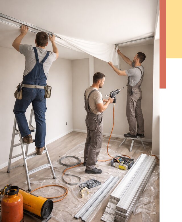 Монтаж натяжного потолка в студии в лесном от 5717 руб. — быстро и недорого | ОТДЕЛОЧНИК-Лсн