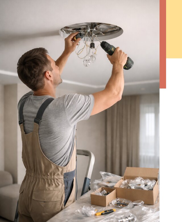 Установка люстры в натяжной потолок в лесном от 1247 руб. | Быстро и недорого — ОТДЕЛОЧНИК-Лсн