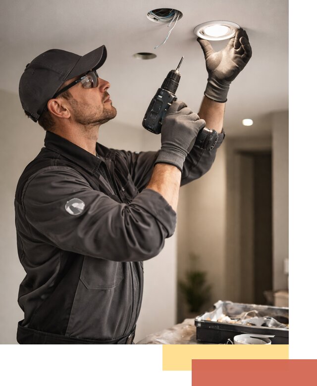 Установка точечных светильников в натяжной потолок в лесном