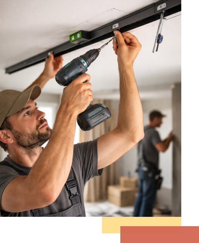 Установка трековых светильников в натяжной потолок в лесном