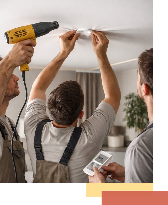 Ремонт прокола полотна натяжного потолка в лесном