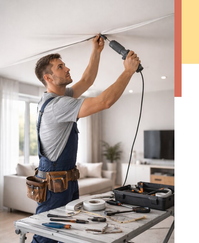 Ремонт натяжных потолков в лесном от 9875 руб. под ключ — ОТДЕЛОЧНИК-Лсн