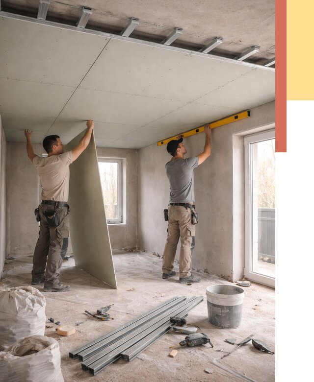 Одноуровневый потолок из гипсокартона в лесном от 780 руб. — монтаж под ключ | ОТДЕЛОЧНИК-Лсн