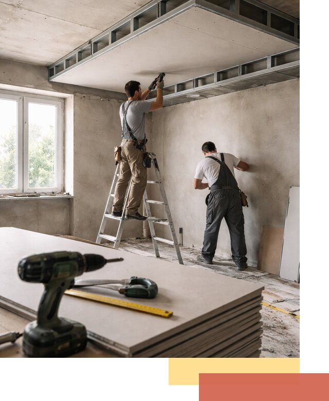 Двухуровневый потолок из гипсокартона в лесном