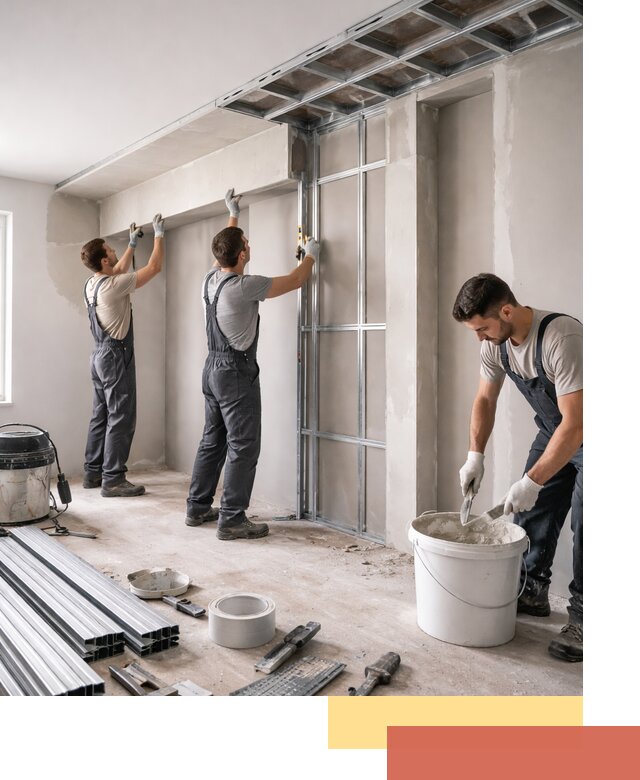 Монтаж потолка из гипсокартона с нишей в лесном