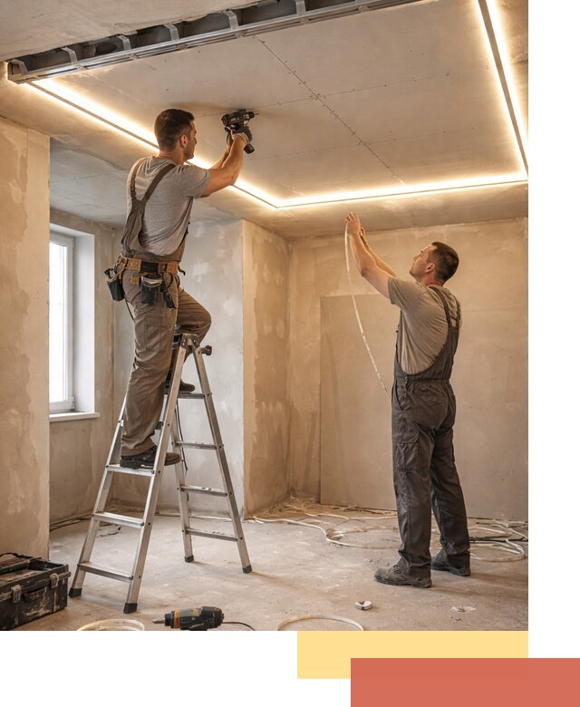 Потолок из гипсокартона с подсветкой в лесном