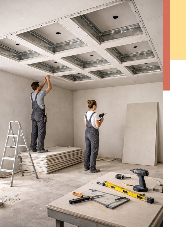 Кессонный потолок из гипсокартона в лесном от 1923 руб. — монтаж и под ключ | ОТДЕЛОЧНИК-Лсн