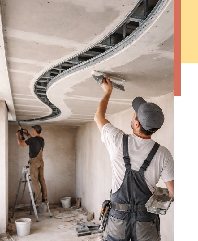 Криволинейный потолок из гипсокартона в лесном от 2183 руб./м2 | ОТДЕЛОЧНИК-Лсн