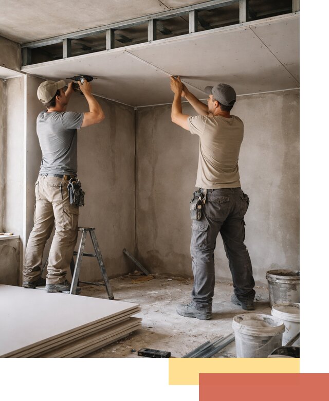 Короб из гипсокартона на потолке под ключ в лесном