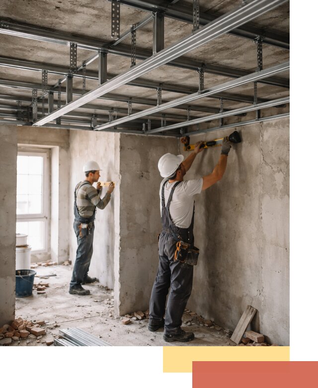 Монтаж каркаса потолка из профильного профиля в лесном