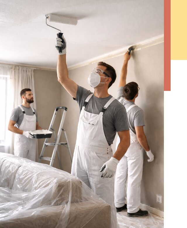 Покраска потолка водоэмельсионной краской в лесном от 2287 руб/м² — услуги под ключ | ОТДЕЛОЧНИК-Лсн