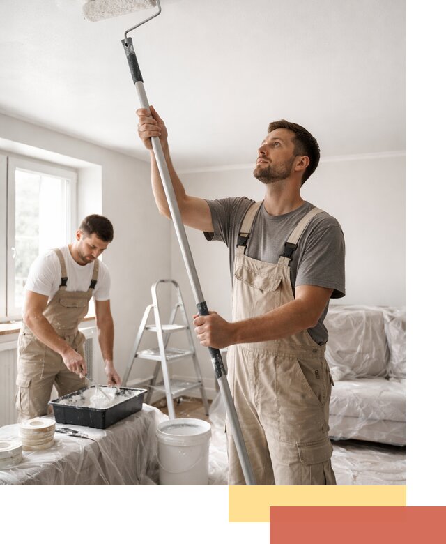 Покраска потолка водоэмульсионной краской в лесном