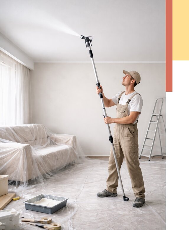 Покраска потолка краскопультом в лесном от 4678 руб. быстро и недорого | ОТДЕЛОЧНИК-Лсн